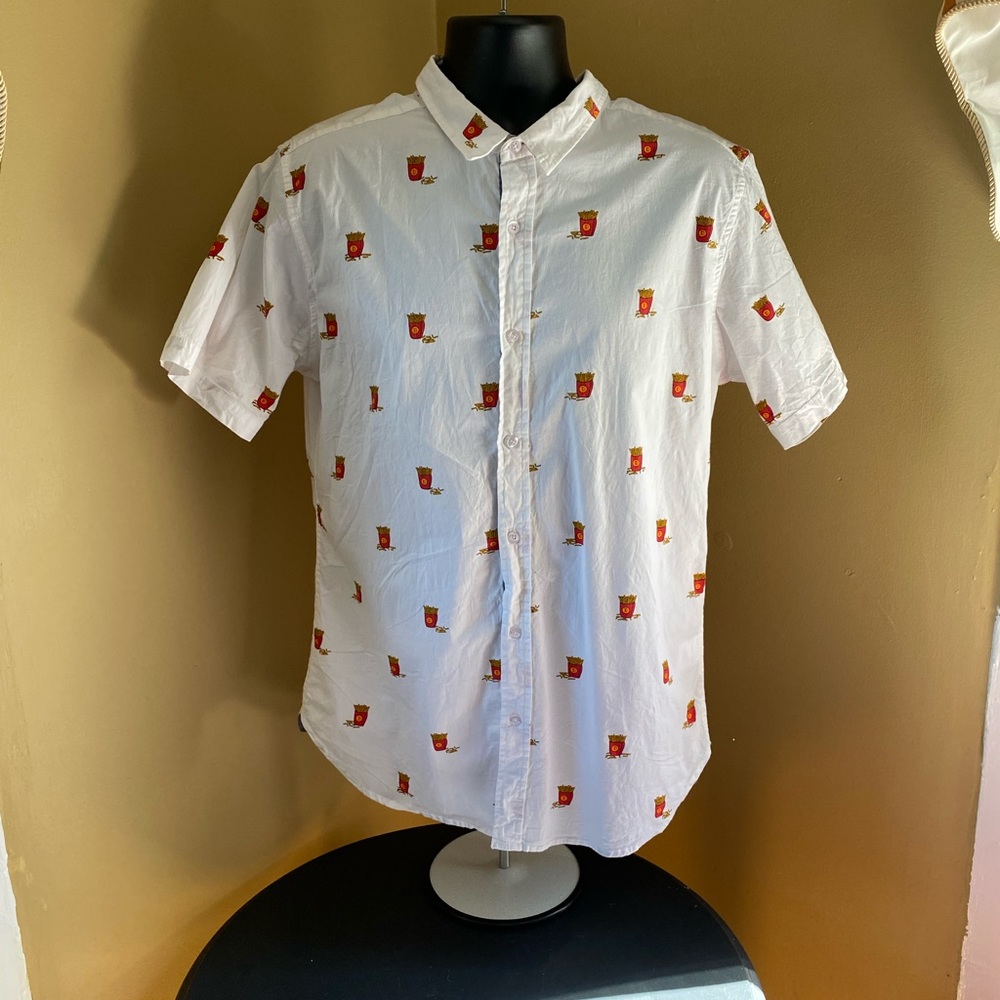 Dirty Laundry White Button Down French Fry Design